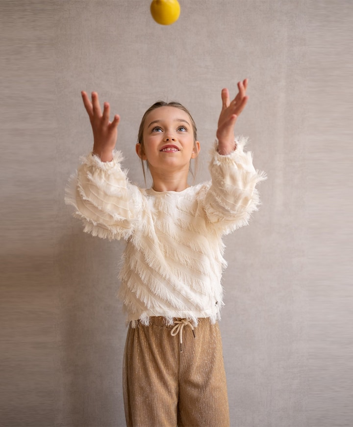 Meisjes blouse lange mouw ecru