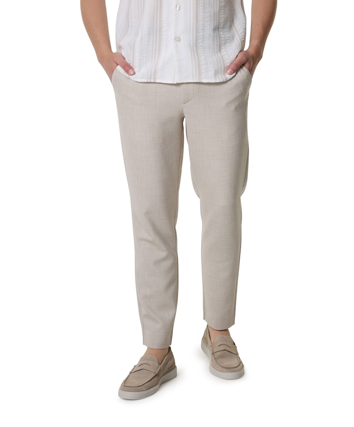 THEOPL 085 SILVER SAND MELANGE heren broek beige