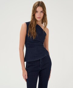 Top denim blauw