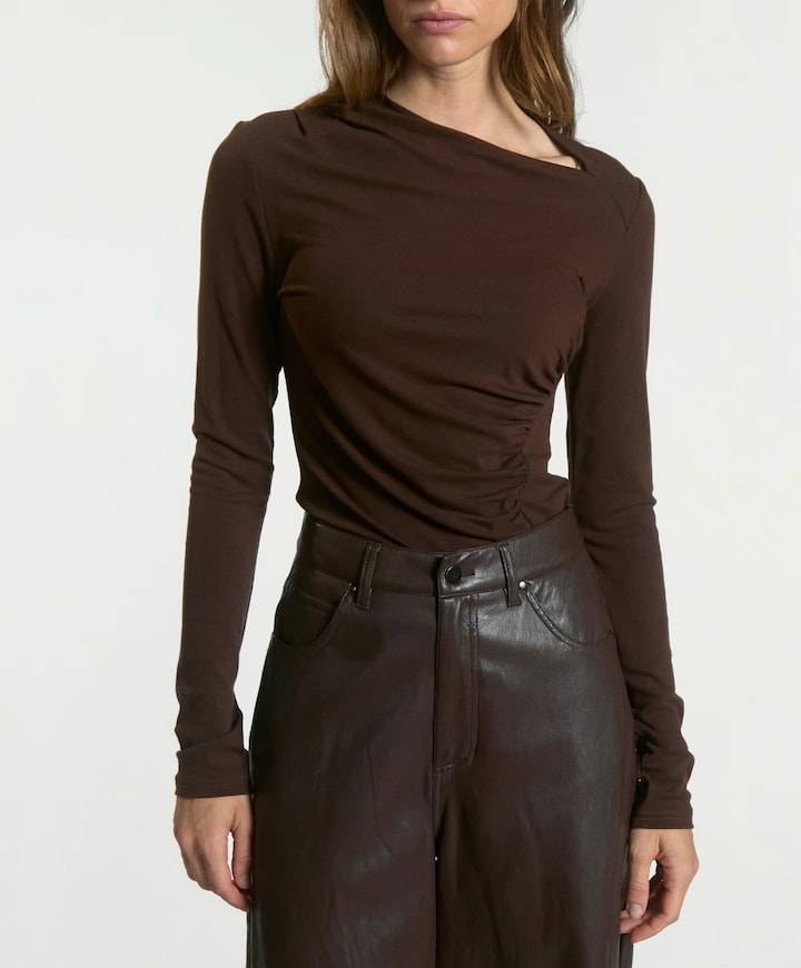 Dames longsleeve bruin