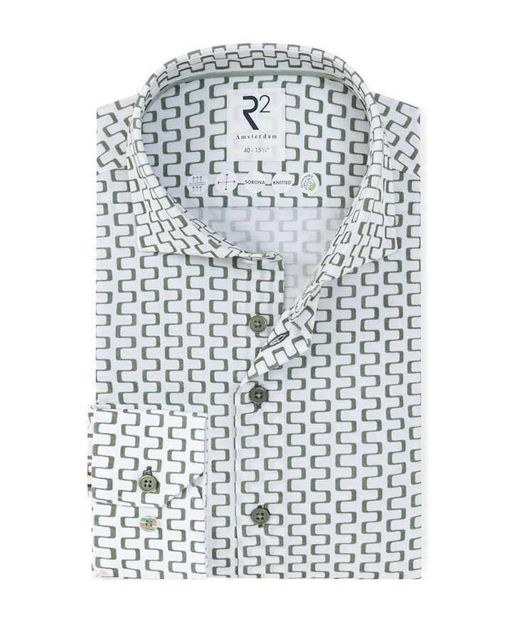 Heren overhemd lange mouw groen