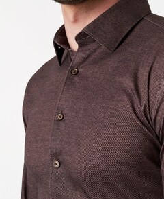 Heren overhemd lange mouw bruin