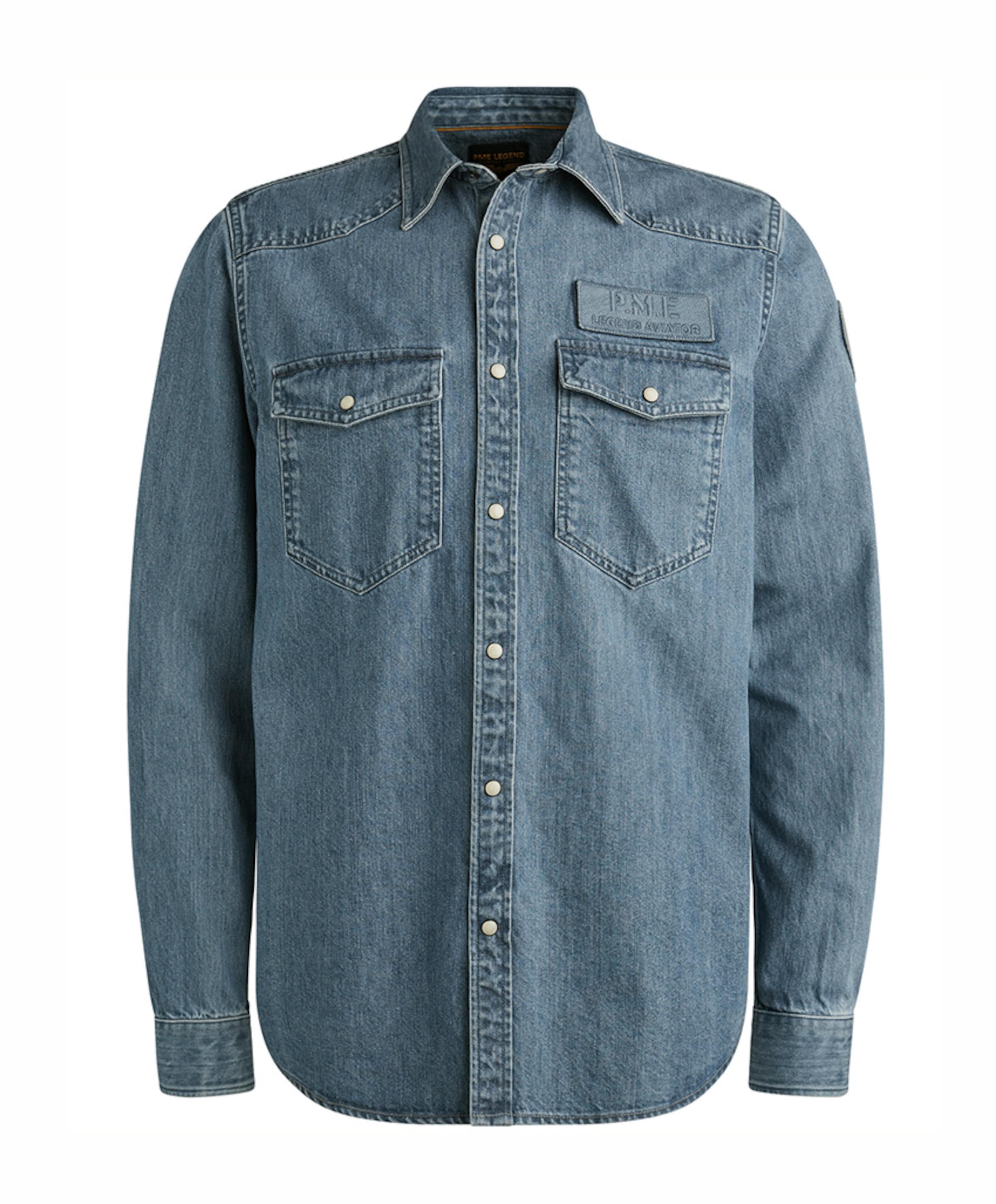 Heren overhemd lange mouw blauw