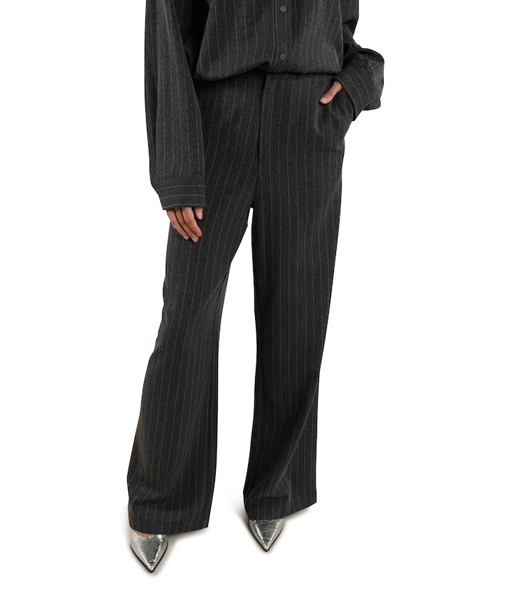 Fenna Stripe Strass pantalon grijs