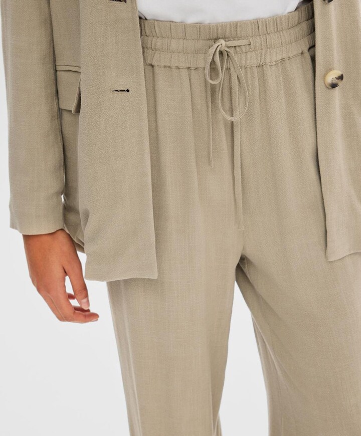 SLFVIVA-GULIA MW LONG LINEN PANT NO broek beige