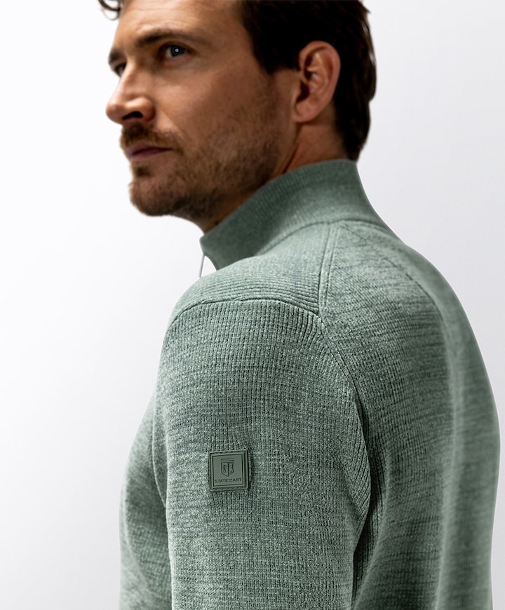 Heren trui met rits groen