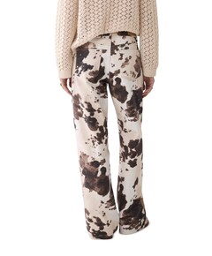 Baggy straight Cow printed twill dames broek ecru