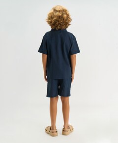 Jongens overhemd korte mouw blauw