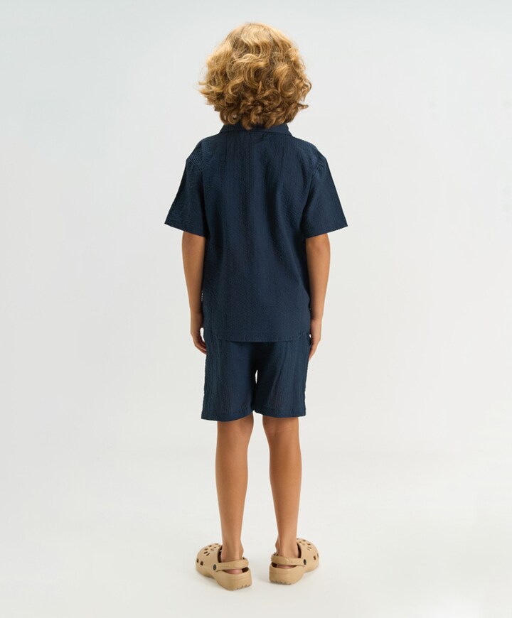 Jongens overhemd korte mouw blauw