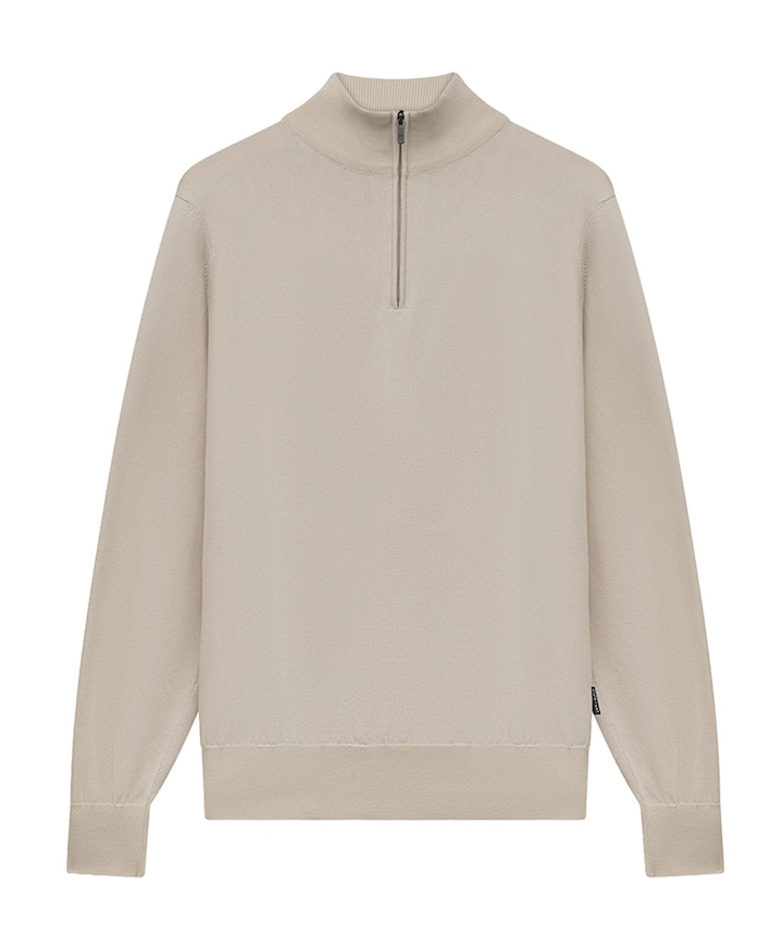 Heren trui met rits beige