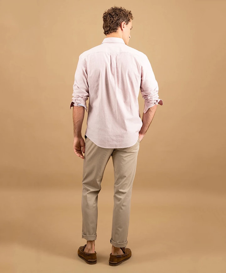 Heren overhemd lange mouw roze