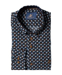 Heren overhemd lange mouw blauw