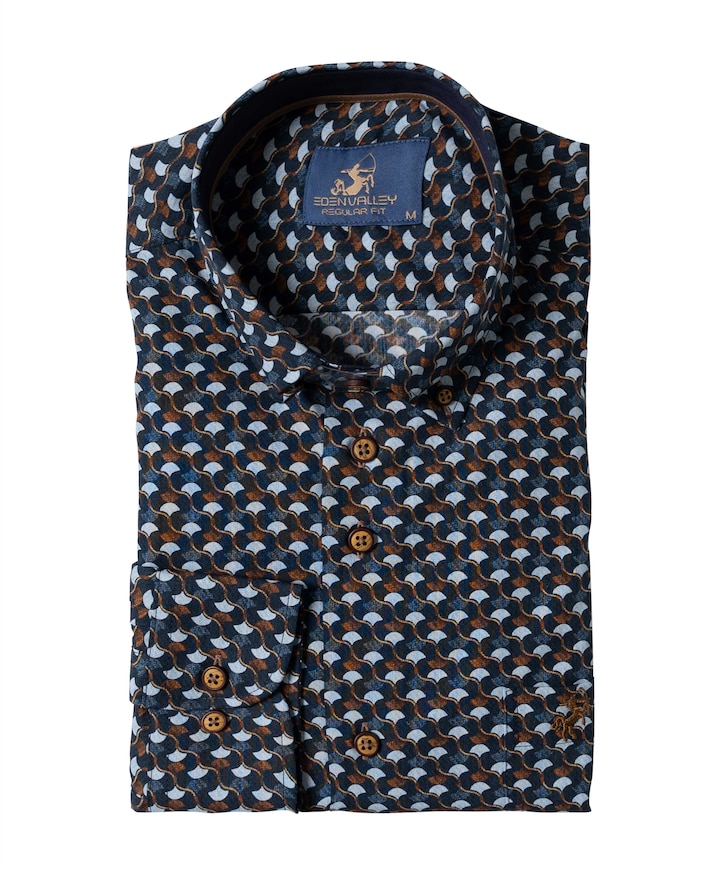 Heren overhemd lange mouw blauw