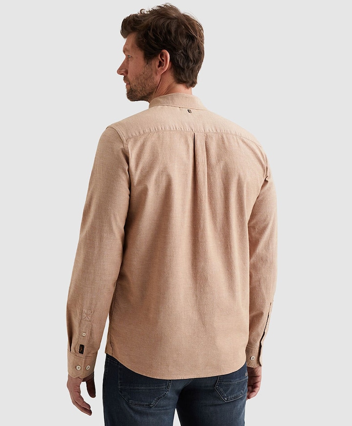 Heren overhemd lange mouw bruin