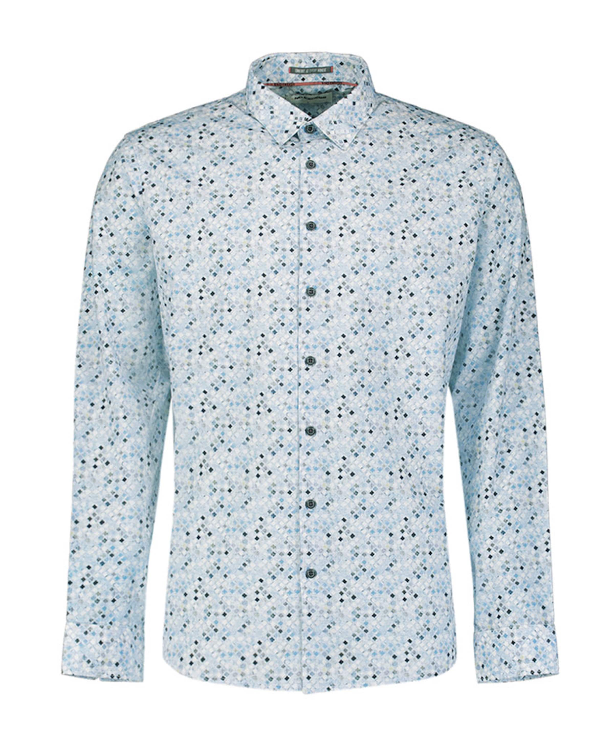 Heren overhemd lange mouw blauw