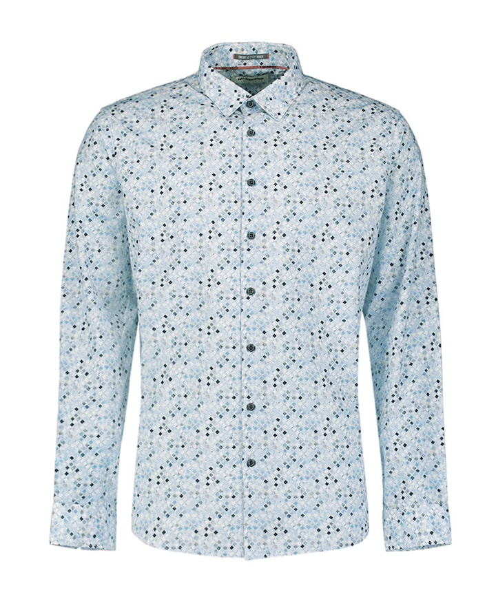 Heren overhemd lange mouw blauw