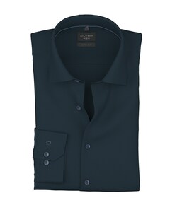 Heren overhemd extra lange mouw blauw