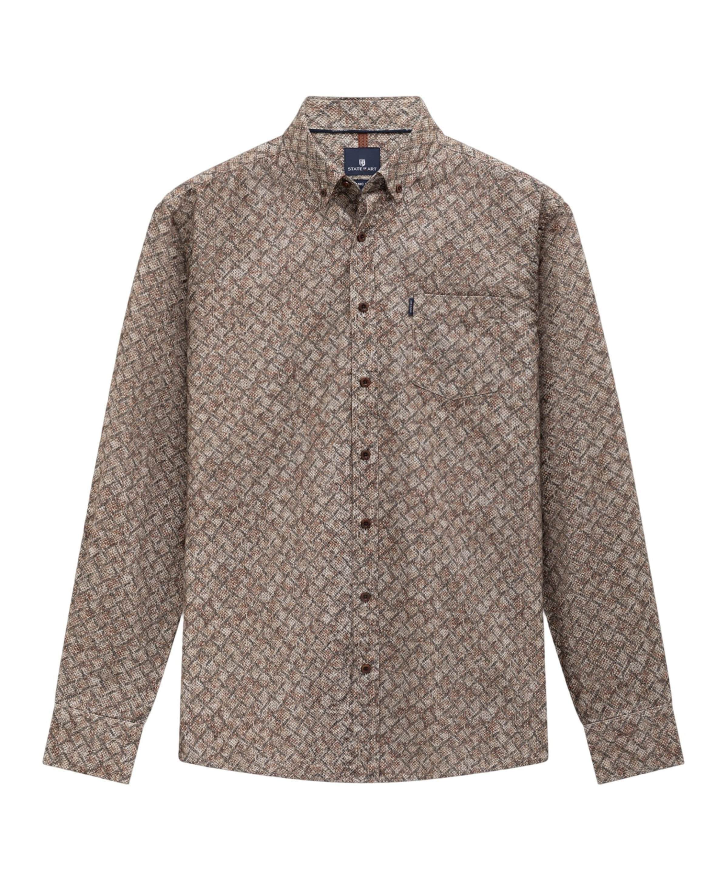 Heren overhemd lange mouw beige
