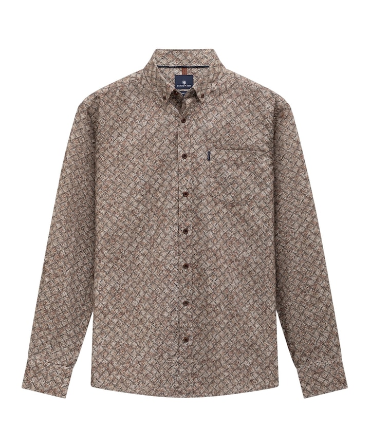 Heren overhemd lange mouw beige