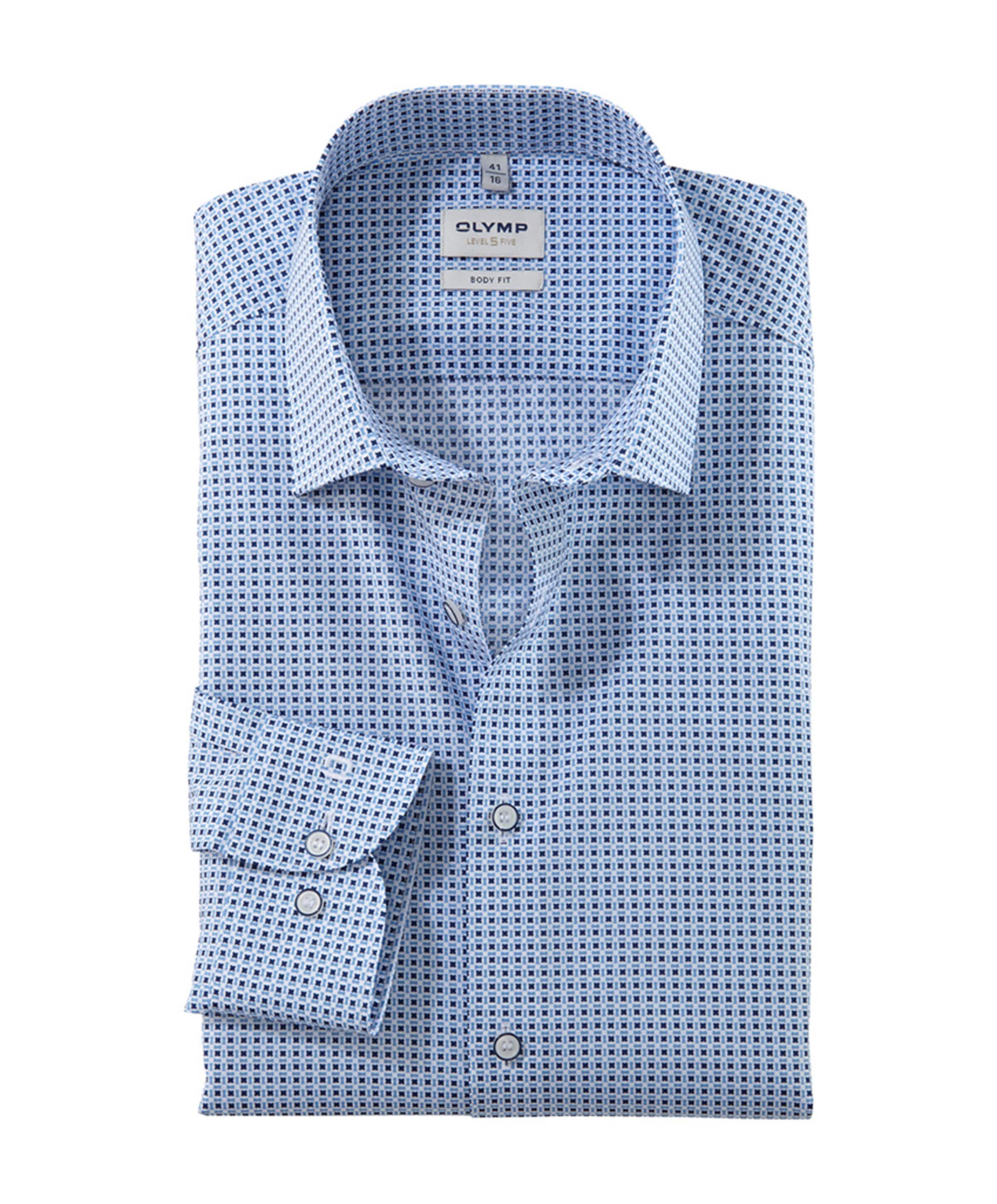 Heren overhemd lange mouw blauw