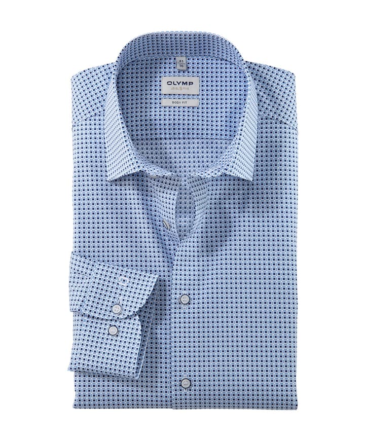 Heren overhemd lange mouw blauw