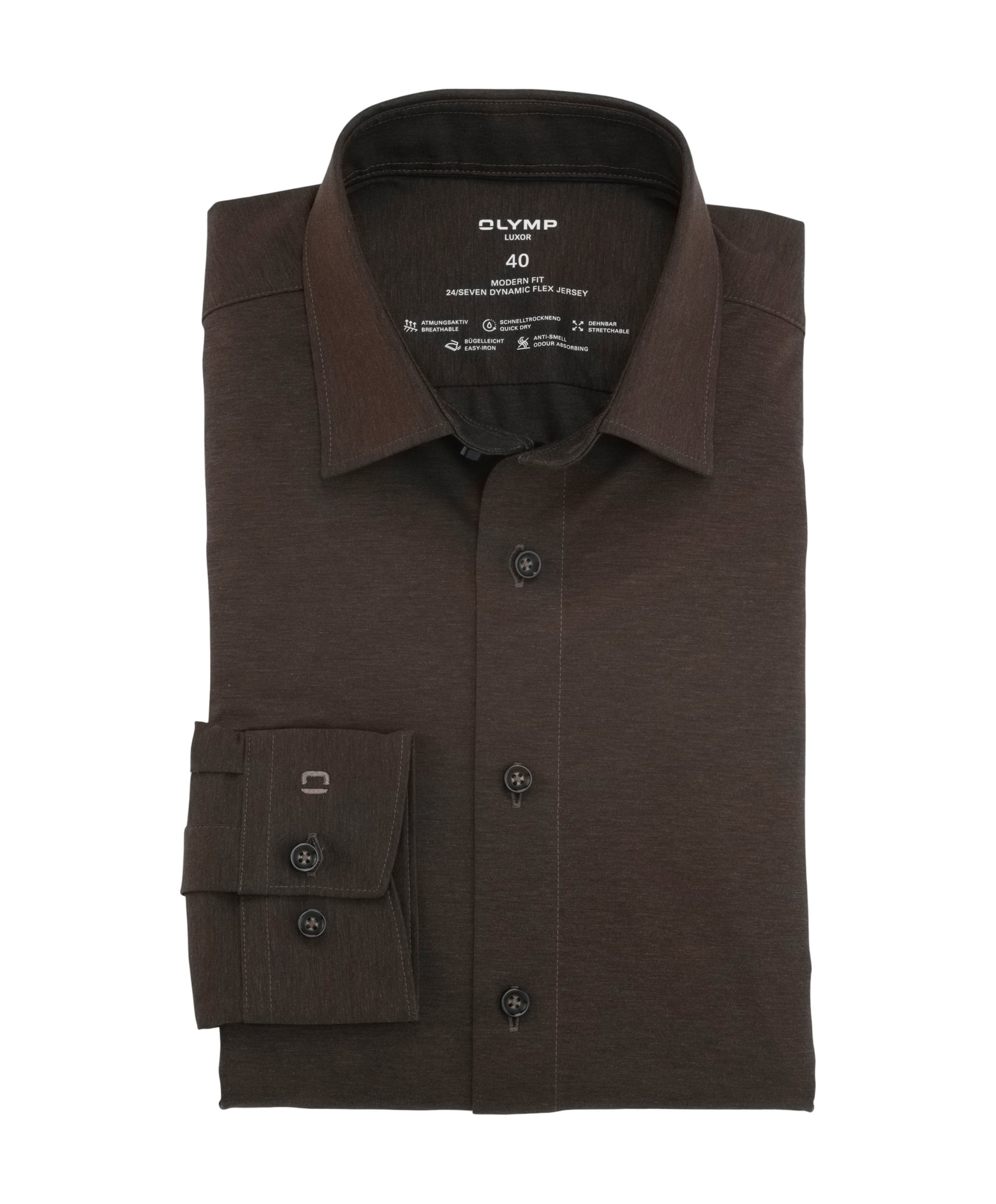 Heren overhemd lange mouw beige