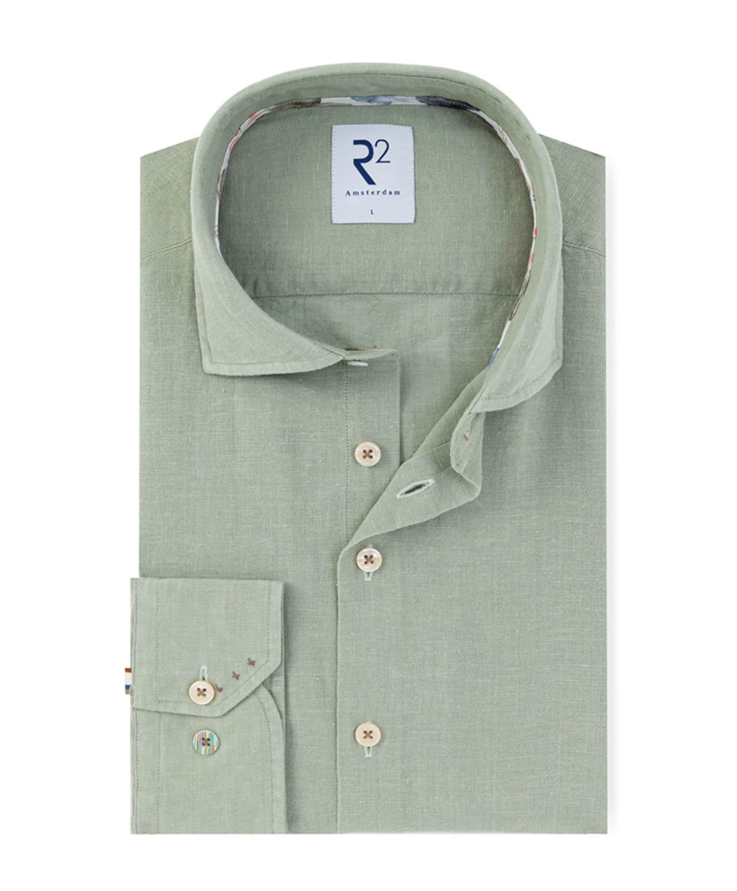 Heren overhemd lange mouw groen