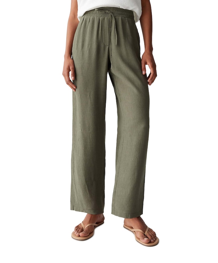 Marou crinkle dames broek groen