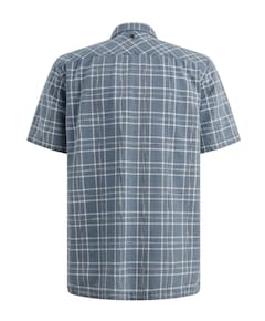 Heren overhemd korte mouw blauw