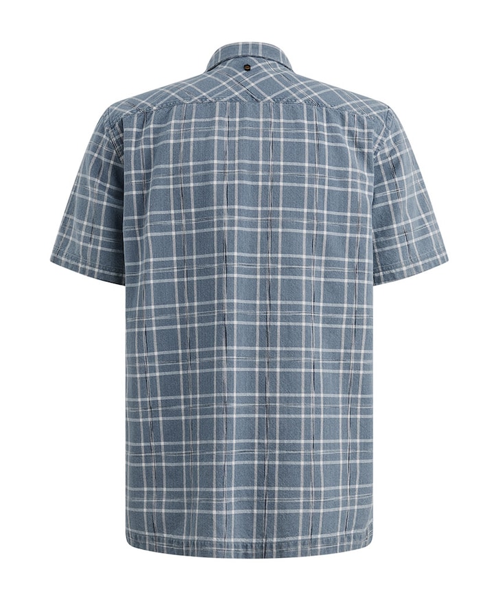 Heren overhemd korte mouw blauw