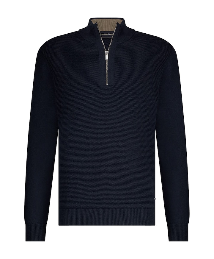 Heren trui met rits blauw