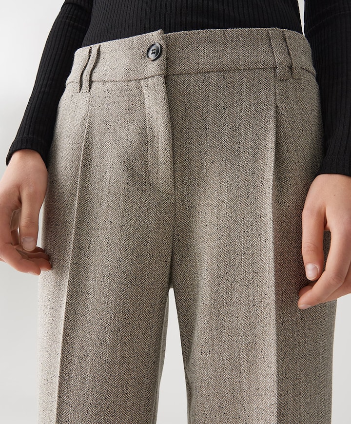 Meeri herringbone pantelon grijs