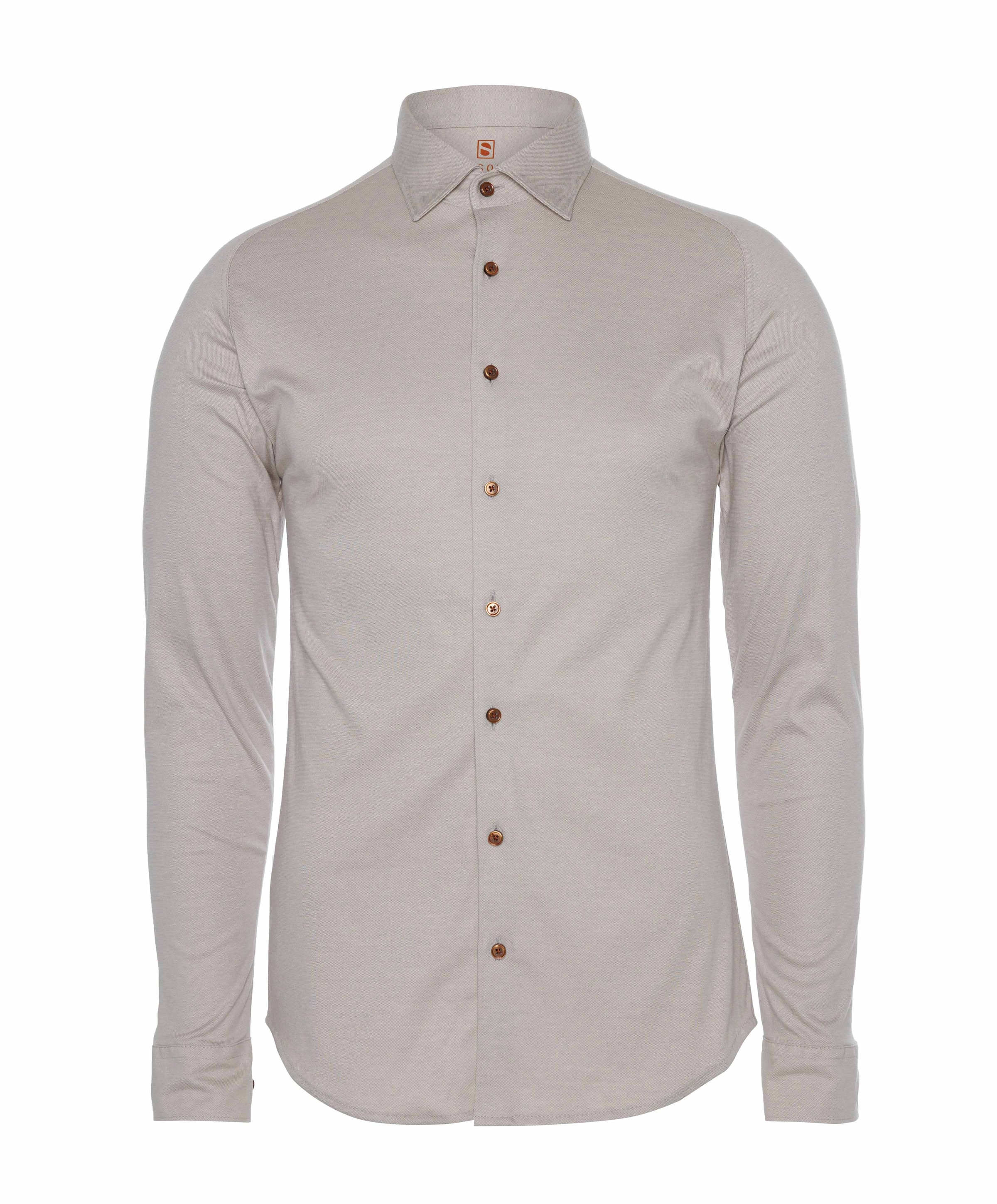 Heren overhemd lange mouw beige