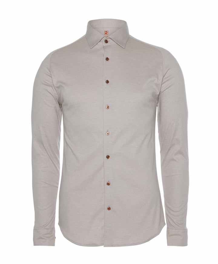 Heren overhemd lange mouw beige
