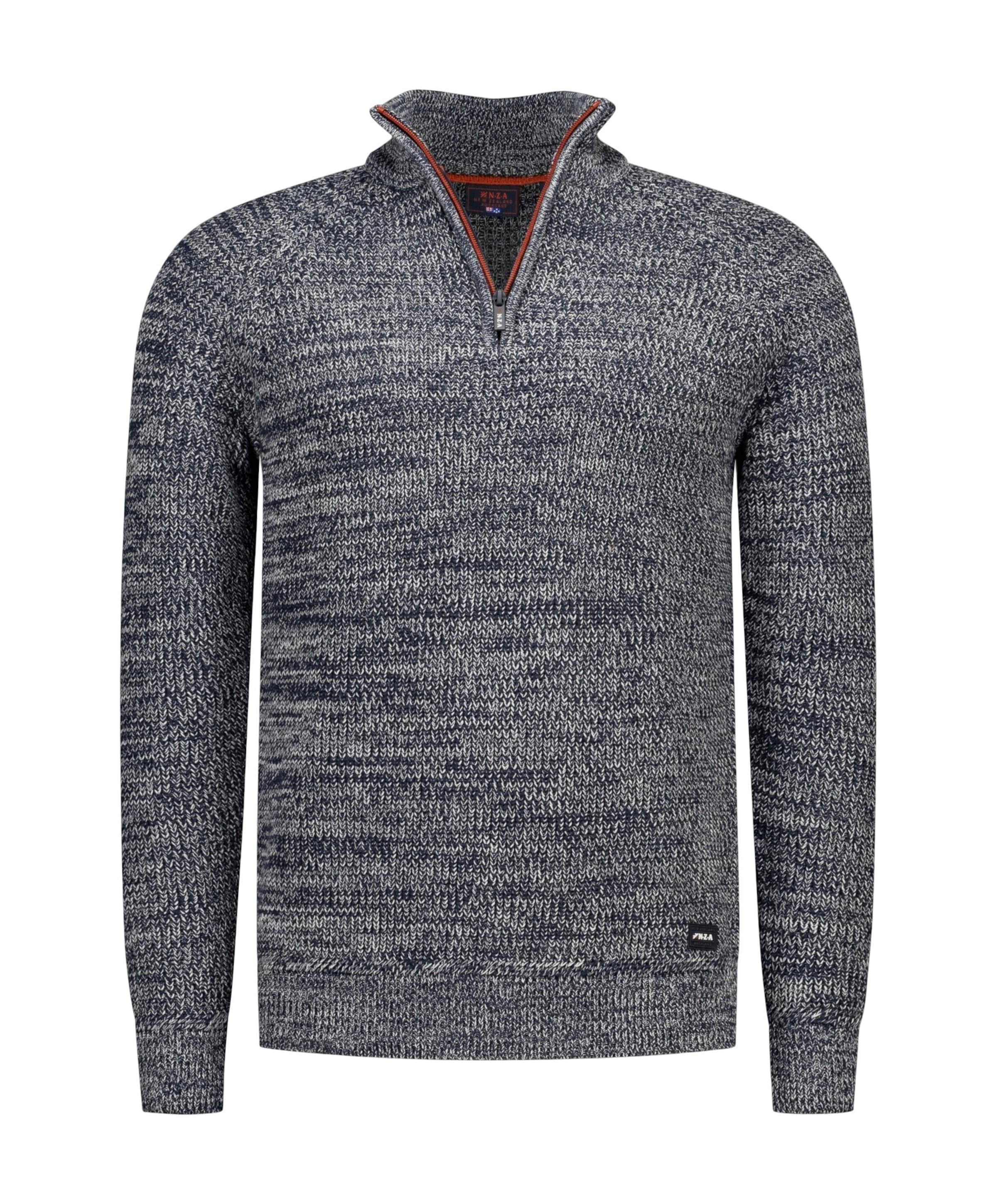 Heren trui met rits blauw