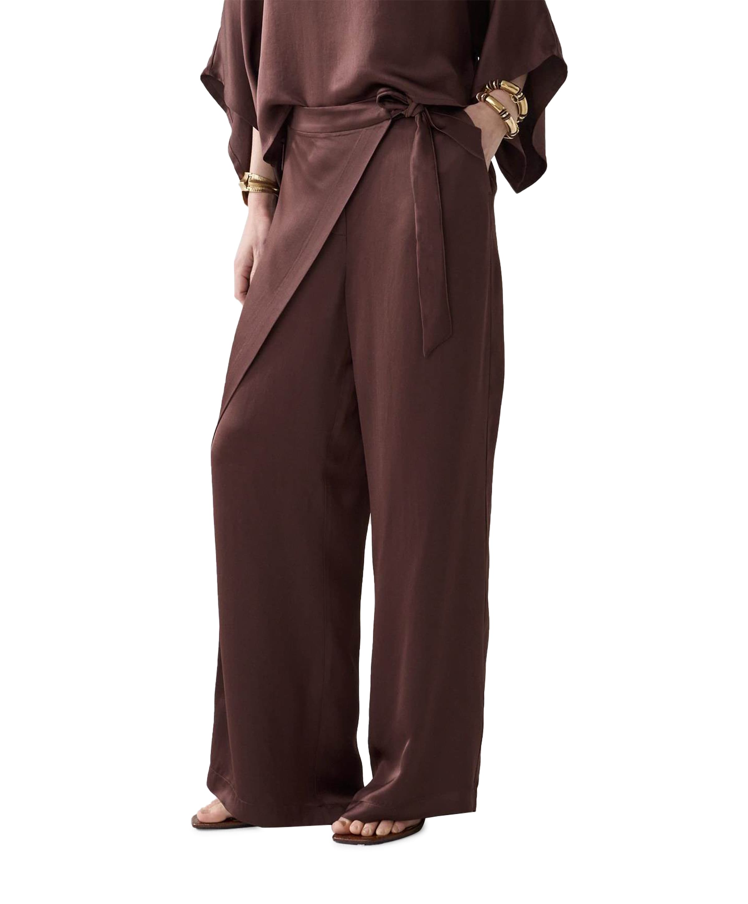 Heavy silky touch dames broek bruin