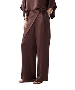 Heavy silky touch dames broek bruin