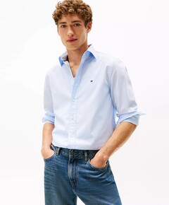 Heren overhemd lange mouw blauw