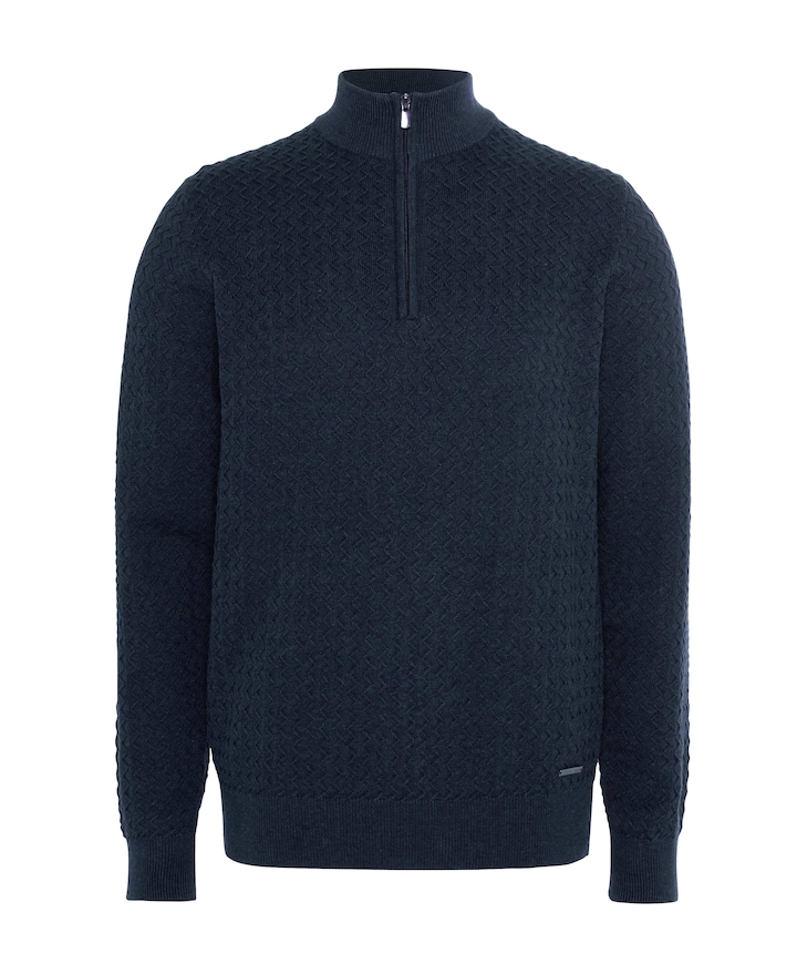 Heren trui met rits blauw