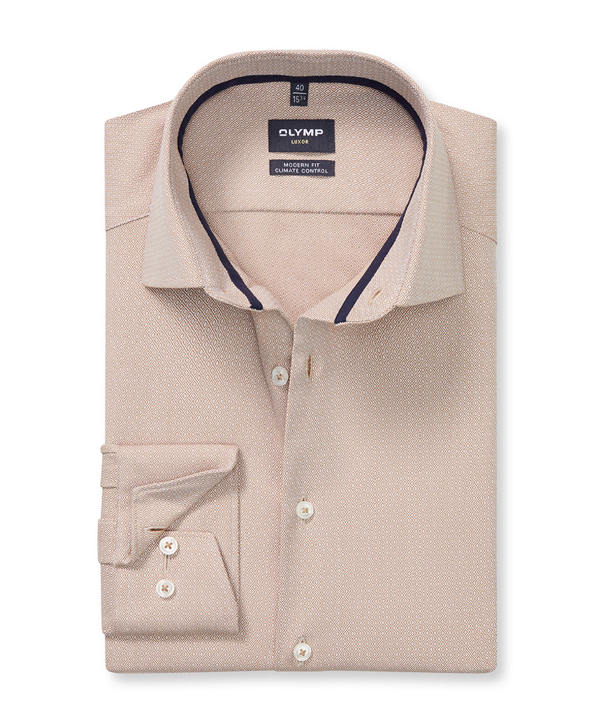 Heren overhemd lange mouw bruin