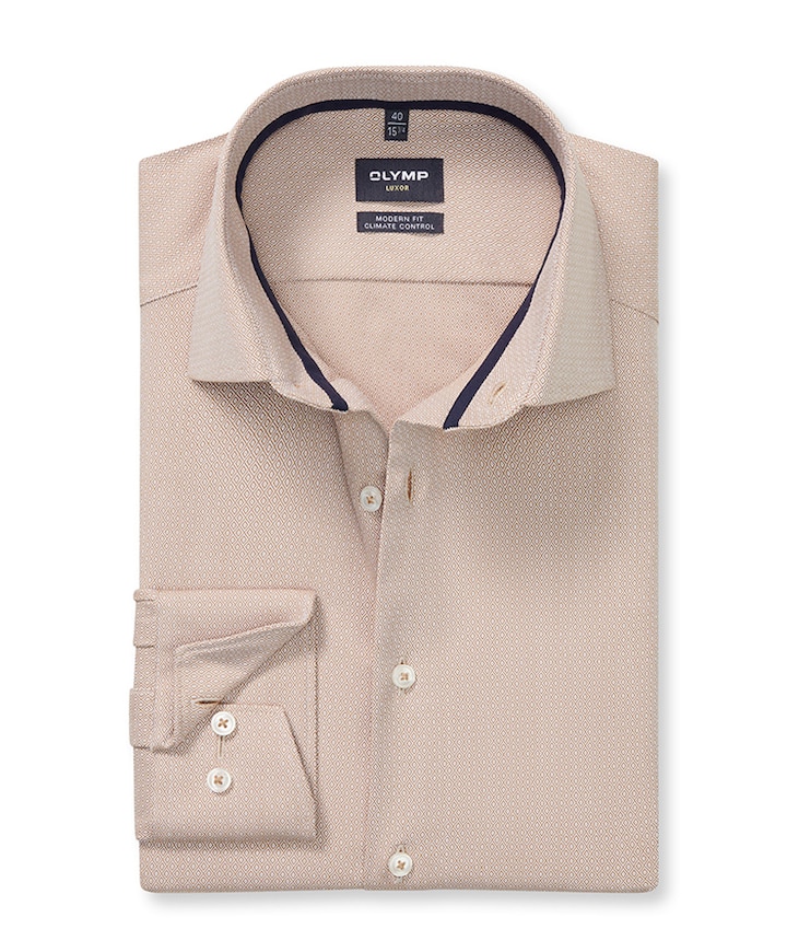 Heren overhemd lange mouw bruin