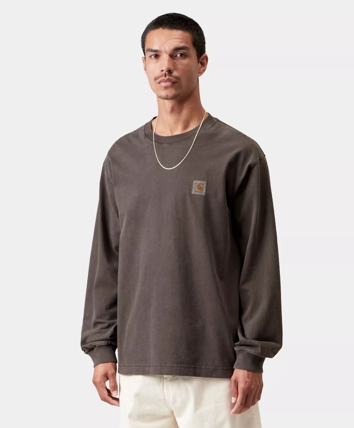 Heren longsleeve bruin