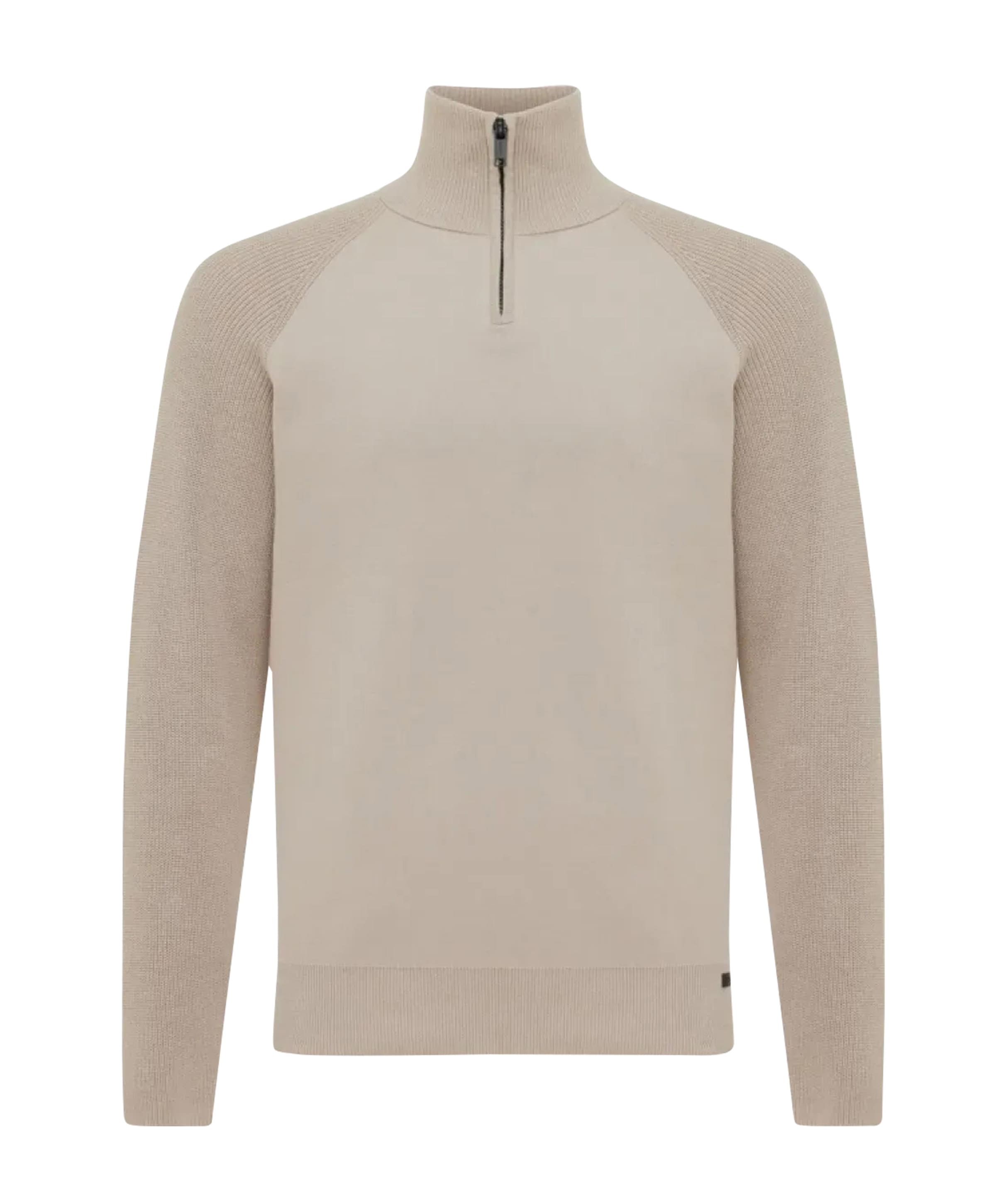 Heren trui met rits ecru