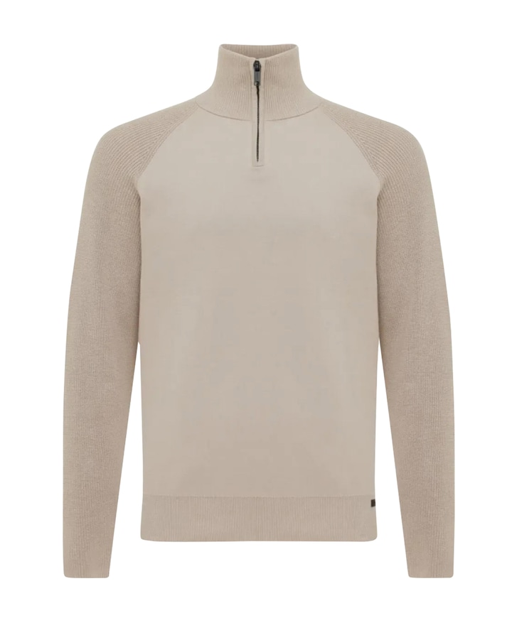 Heren trui met rits ecru