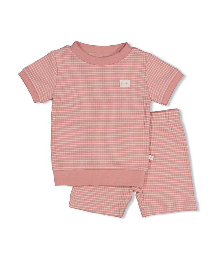 Uniseks shortama wafel roze