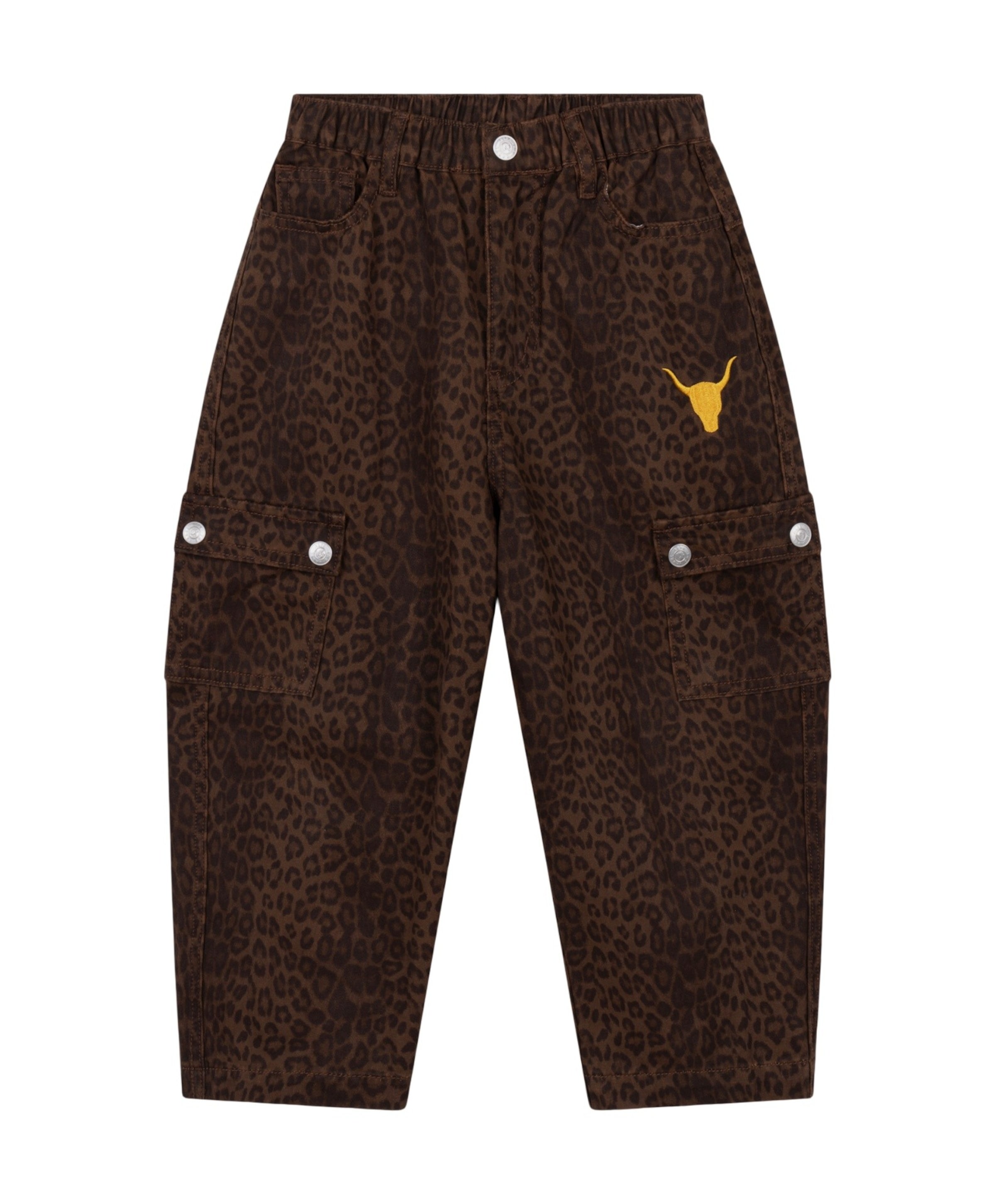 Kids woven leopard cargo pants meisjes broek bruin