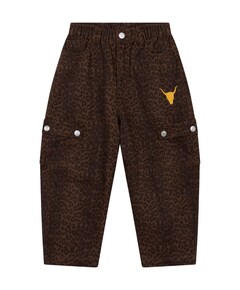 Kids woven leopard cargo pants meisjes broek bruin