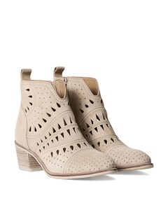 dames enkellaarzen beige