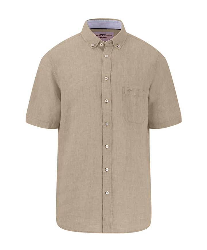 Overhemd korte mouw beige
