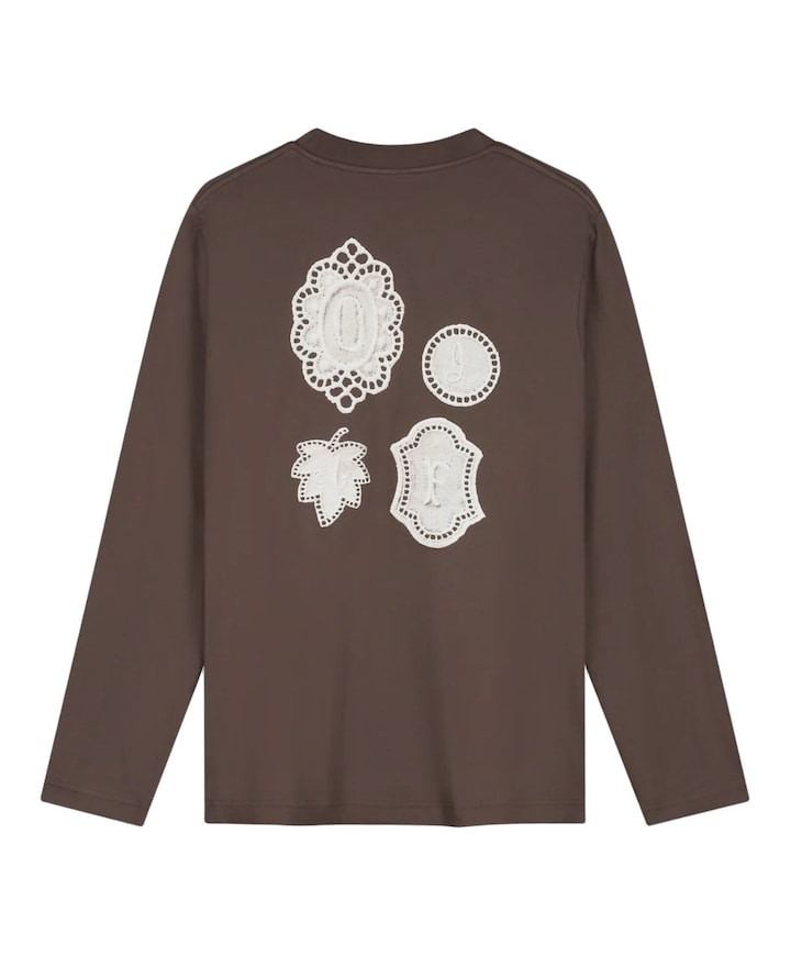 Heren longsleeve bruin